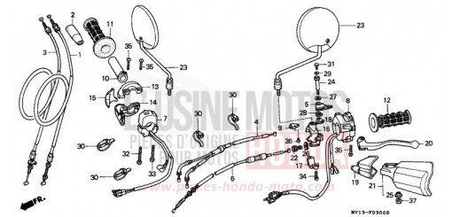 LEVIER DE GUIDON/COMMUTATEUR/ CABLE XRV750M de 1991